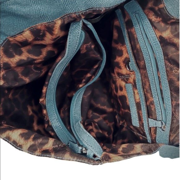 B. Makowsky Teal Leather Shoulder Bag - Picture 4 of 6